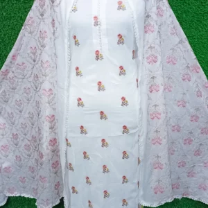 জামদানি স্টাইল ওড়না - সাদা কালার