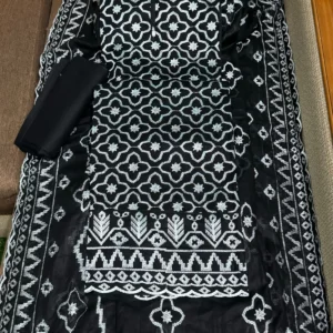 সাদা কালো সুই সুতার ড্রেস