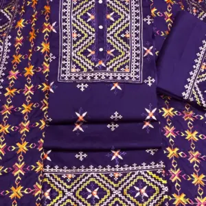 জামদানি - স্টাইল - ৩ -ডিপ পার্পেল কালার